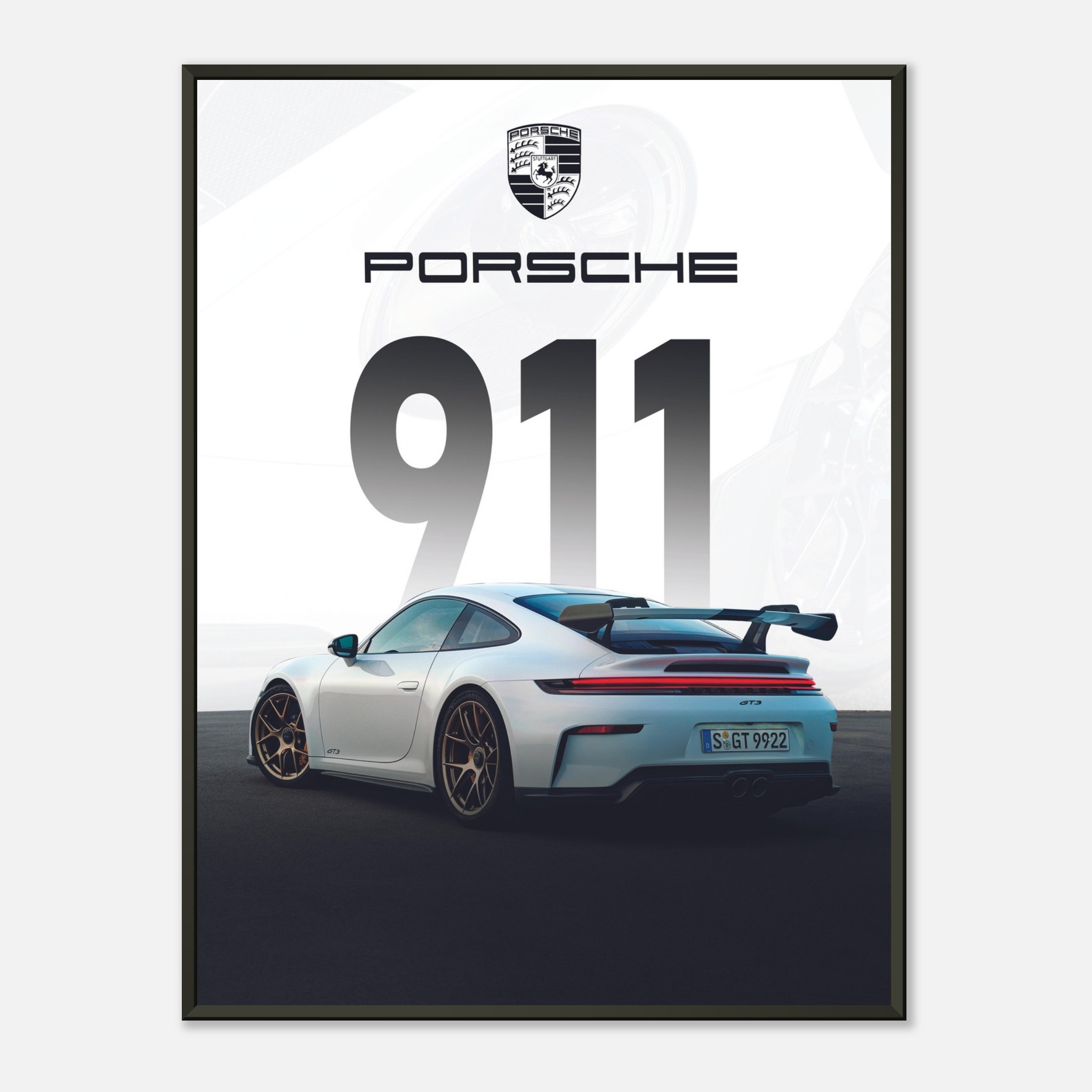 Porsche 911 Framed Poster – Premium Semi-Glossy Print, Durable Aluminium Frame