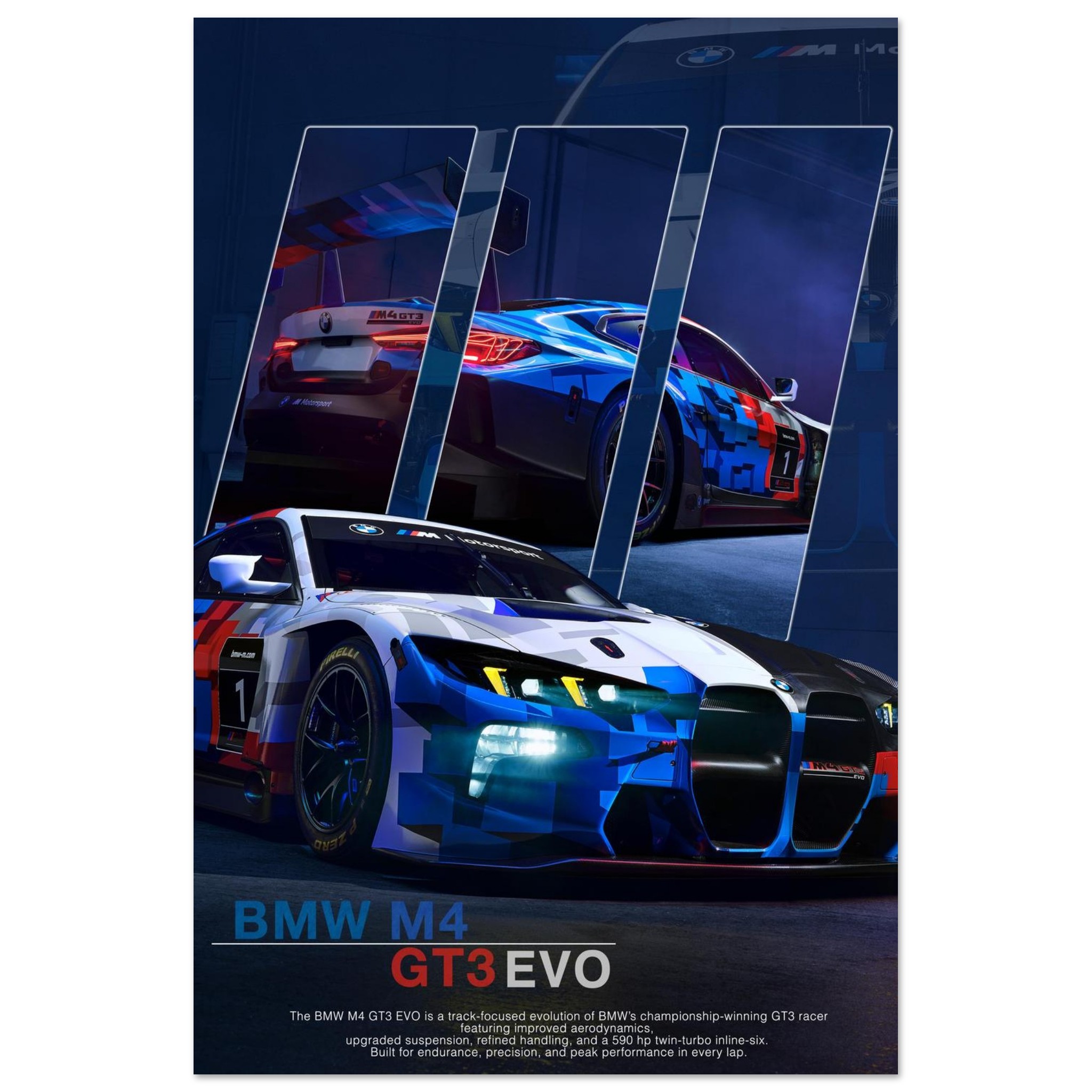 BMW M4 GT3 Evo Aluminum Print – Vibrant Colors, Durable Finish, Perfect for Modern Decor